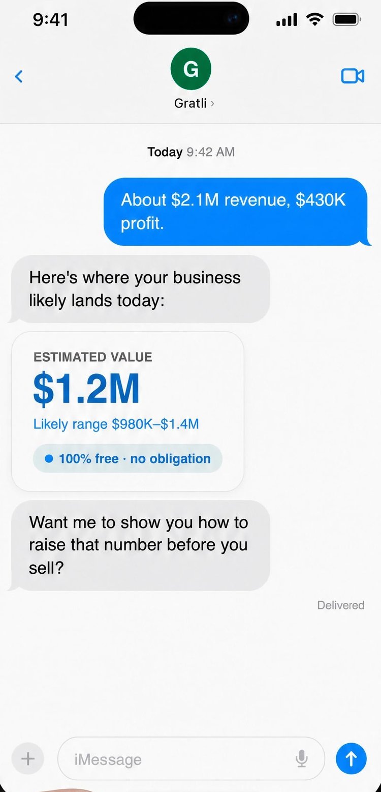 Gratli valuation card showing an estimated value of $1.2M
